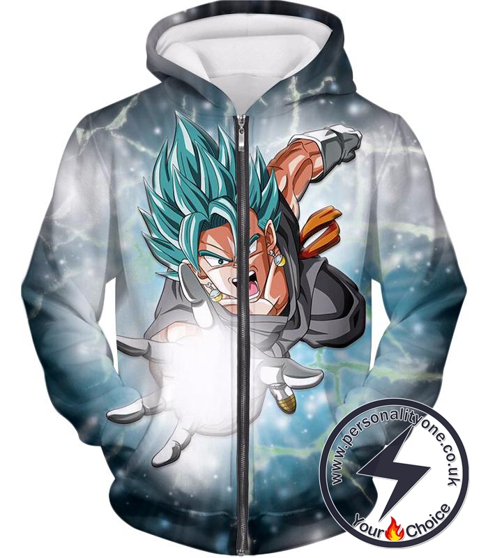 Dragon Ball Super Awesome Vegito Godly Power Super Saiyan Blue Cool Action Zip Up Hoodie